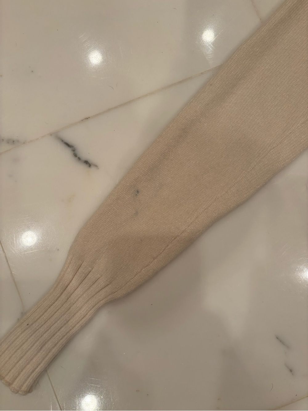Off-Shoulder Cream Ribbed Sweater Top - Picture 7 of 9